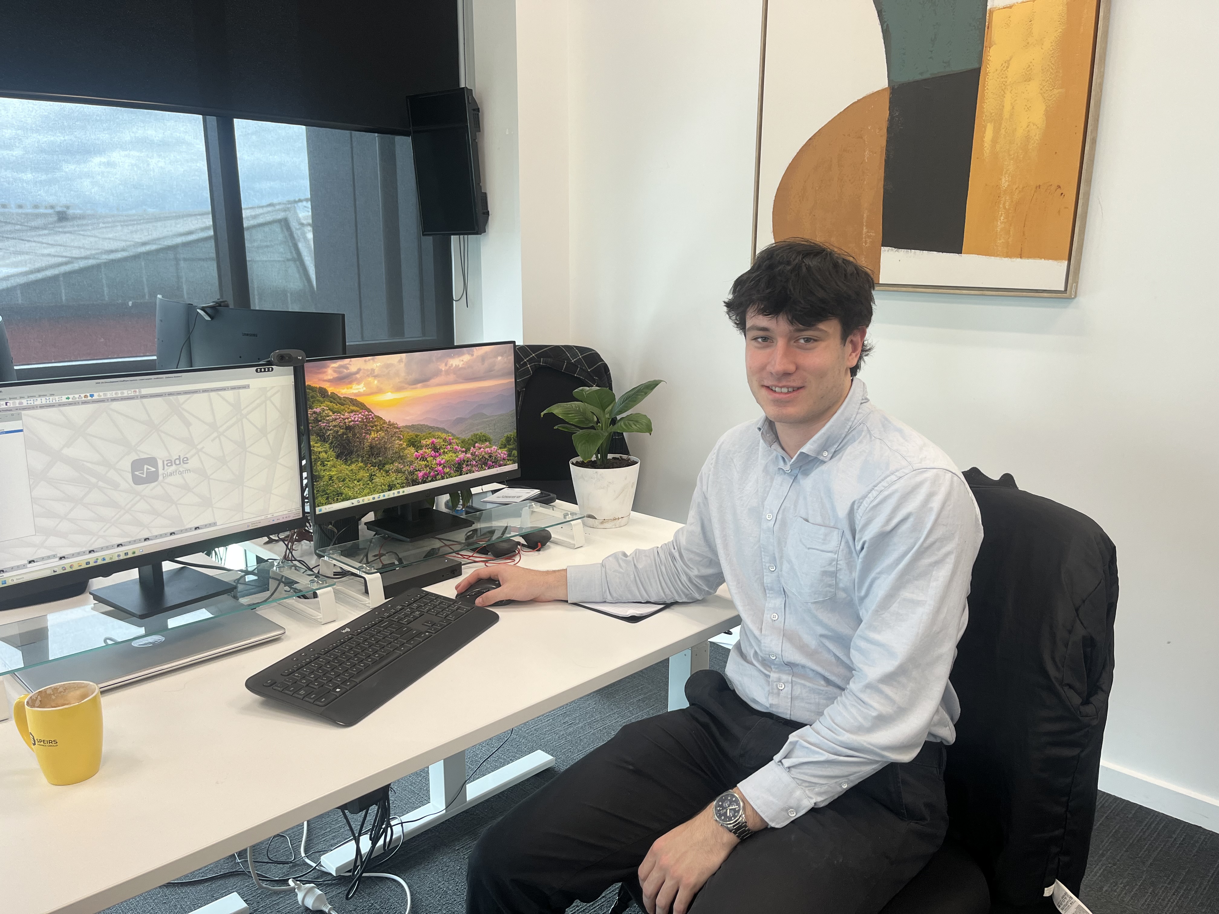 At the desk during an internship