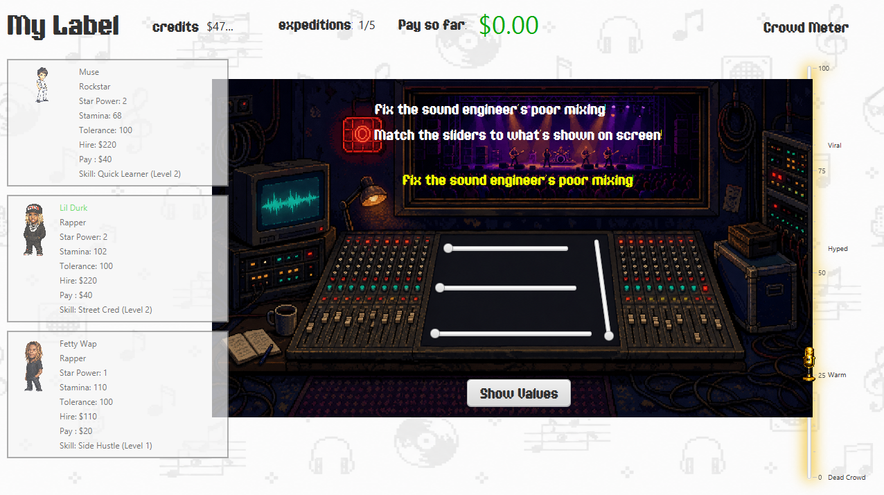 Sound mixing minigame